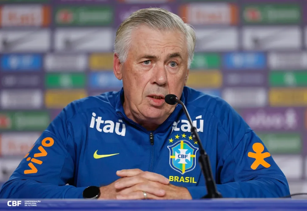 Carlo Ancelotti avisa que fará “alguns testes” na seleção brasileira no amistoso contra o Egito