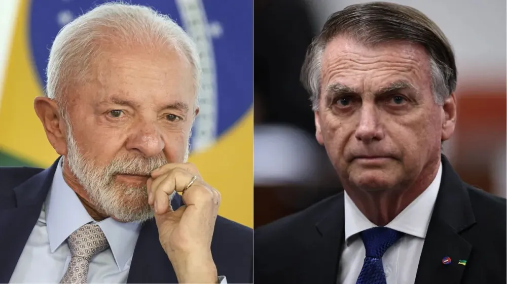 O presidente Luiz Inácio Lula da Silva (PT) e o ex-presidente Jair Bolsonaro (PL) • Agência Brasil e STF